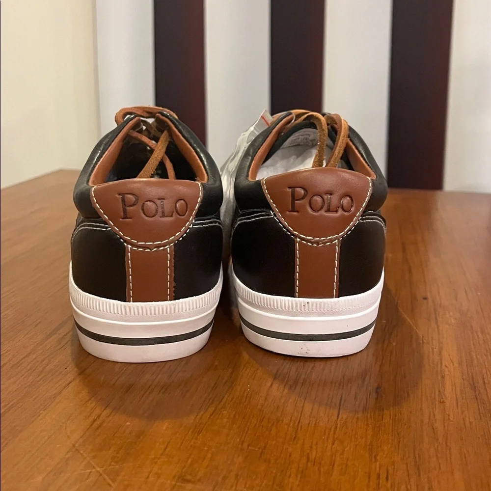 Polo Ralph Lauren Vaughn Soft Leather Boat Shoes Sneakers new black Men’s Size 8